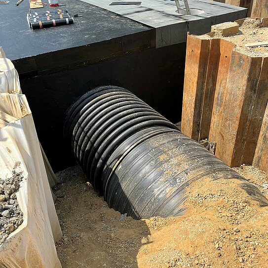 Schutz vor Starkregen - Baustelle Markt Massing