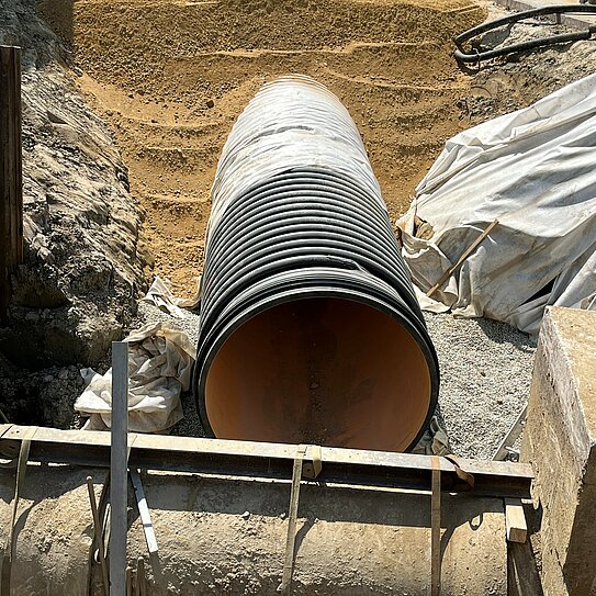 Schutz vor Starkregen - Baustelle Markt Massing