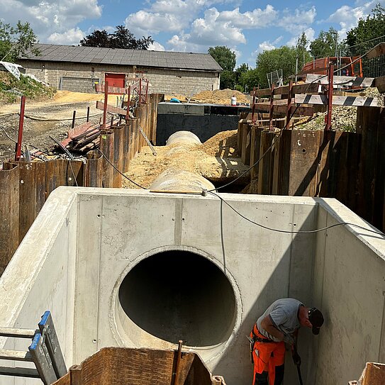 Schutz vor Starkregen - Baustelle Markt Massing