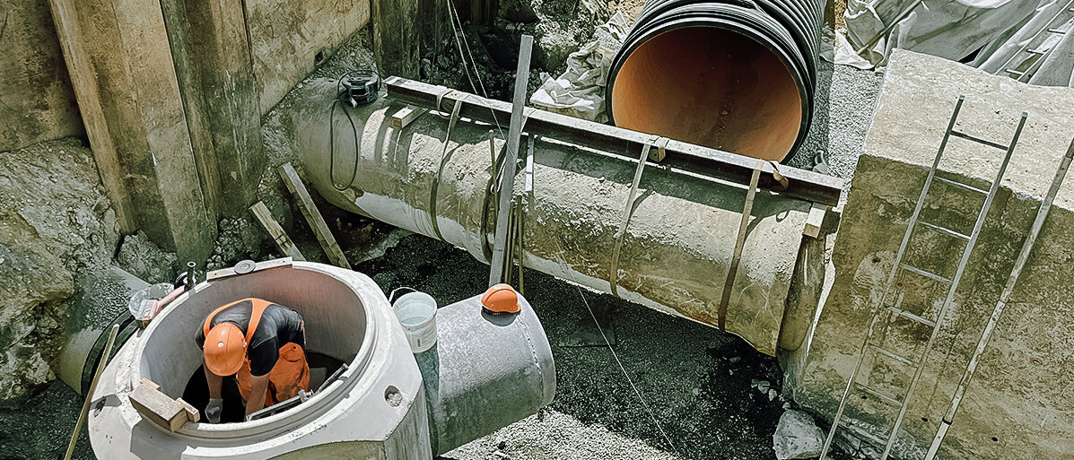 Schutz vor Starkregen - Baustelle Markt Massing