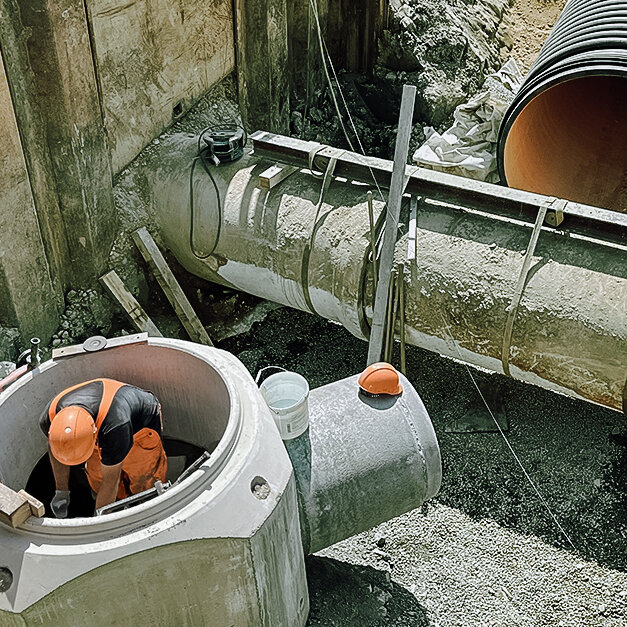 Schutz vor Starkregen - Baustelle Markt Massing